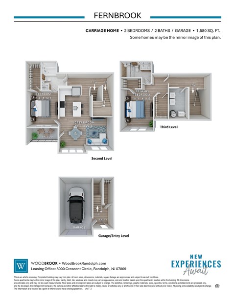Floor plan for 2 beds, 2 baths, 1580 sqft